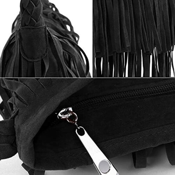 Brand New Hobo Bag 14x11 Black Tassel Stylish - Picture 3 of 7